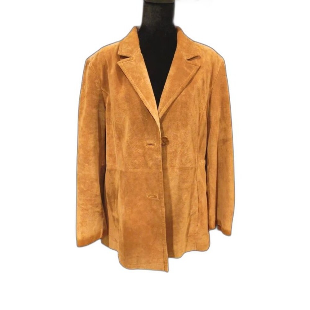 Vintage St John's Bay Suede Leather Blazer Jacket Tan Brown Large 90s